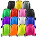 PLULON 15 Pcs Drawstring Bags Drawstring Backpack Bulk, Multicolor String Backpack Cinch Sack Sport Gym Bags for Yoga Traveling Outdoor Sports