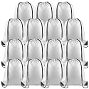 15 Pcs White Drawstring Bags Drawstring Backpack Bulk, PLULON String Backpack Cinch Sack Sport Gym Backpack Bags for Yoga Traveling Outdoor Sports