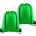 PLULON 2 Pcs Drawstring Bags Bulk, Green Drawstring Backpack String Backpack Cinch Sack Sport Gym Bags for Yoga Traveling Outdoor Sports