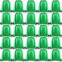 PLULON 25 Pcs Green Drawstring Backpack Bags Bulk String Backpack Cinch Sack Pull Sport Gym Backpack Bags for Yoga Traveling Outdoor Sports