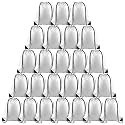 PLULON 25 Pcs White Drawstring Backpack Bags Bulk String Backpack Cinch Sack Pull Sport Gym Backpack Bags for Yoga Traveling Outdoor Sports