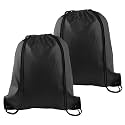 PLULON 2Pcs Drawstring Bags Bulk, Black Drawstring Backpack String Backpack Cinch Sack Sport Gym Backpack Bags for Yoga Traveling Outdoor Sports