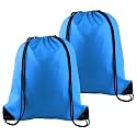 PLULON 2Pcs Drawstring Bags Bulk, Blue Drawstring Backpack String Backpack Cinch Sack Sport Gym Backpack Bags for Yoga Traveling Outdoor Sports