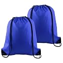 PLULON 2Pcs Drawstring Bags Bulk, Blue Drawstring Backpack String Backpack Cinch Sack Sport Gym Backpack Bags for Yoga Traveling Outdoor Sports