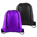 PLULON 2Pcs Drawstring Bags Bulk, Drawstring Backpack Black Purple String Backpack Cinch Sack Sport Gym Backpack Bags for Yoga Traveling Outdoor Sports