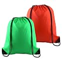 PLULON 2Pcs Drawstring Bags Bulk, Drawstring Backpack Green Red String Backpack Cinch Sack Sport Gym Backpack Bags for Yoga Traveling Outdoor Sports