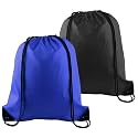 PLULON 2Pcs Drawstring Bags Bulk, Drawstring Backpack Blue Black String Backpack Cinch Sack Sport Gym Backpack Bags for Yoga Traveling Outdoor Sports