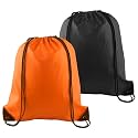 PLULON 2Pcs Drawstring Bags Bulk, Drawstring Backpack Orange Black String Backpack Cinch Sack Sport Gym Backpack Bags for Yoga Traveling Outdoor Sports