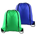 PLULON 2Pcs Drawstring Bags Bulk, Drawstring Backpack Green Blue String Backpack Cinch Sack Sport Gym Backpack Bags for Yoga Traveling Outdoor Sports