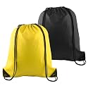 PLULON 2Pcs Drawstring Bags Bulk, Drawstring Backpack Black Yellow String Backpack Cinch Sack Sport Gym Backpack Bags for Yoga Traveling Outdoor Sports