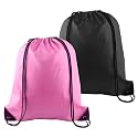 PLULON 2Pcs Drawstring Bags Bulk, Drawstring Backpack Pink Black String Backpack Cinch Sack Sport Gym Backpack Bags for Yoga Traveling Outdoor Sports