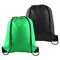 PLULON 2Pcs Drawstring Bags Bulk, Drawstring Backpack Green Black String Backpack Cinch Sack Sport Gym Backpack Bags for Yoga Traveling Outdoor Sports