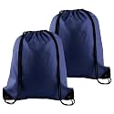 PLULON 2Pcs Drawstring Bags Bulk, Navy Blue Drawstring Backpack String Backpack Cinch Sack Sport Gym Backpack Bags for Yoga Traveling Outdoor Sports