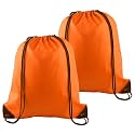 PLULON 2Pcs Drawstring Bags Bulk, Orange Drawstring Backpack String Backpack Cinch Sack Sport Gym Backpack Bags for Yoga Traveling Outdoor Sports