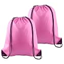 PLULON 2Pcs Drawstring Bags Bulk, Pink Drawstring Backpack String Backpack Cinch Sack Sport Gym Backpack Bags for Yoga Traveling Outdoor Sports