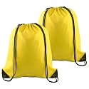 PLULON 2Pcs Drawstring Bags Bulk, Yellow Drawstring Backpack String Backpack Cinch Sack Sport Gym Backpack Bags for Yoga Traveling Outdoor Sports