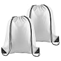 PLULON 2Pcs White Drawstring Bags Bulk, Drawstring Backpack String Backpack Cinch Sack Sport Gym Backpack Bags for Yoga Traveling Outdoor Sports
