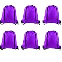 PLULON 6 Pcs Drawstring Bags Bulk Purple Drawstring Backpack String Backpack Cinch Sack Sport Gym Backpack Bags for Yoga Traveling Outdoor Sports