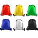 PLULON 6 Pcs Drawstring Bags Bulk Drawstring Backpack String Backpack Cinch Sack Sport Gym Backpack Bags for Yoga Traveling Outdoor Sports (mixed colors)