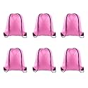 PLULON 6 Pcs Drawstring Bags Bulk Pink Drawstring Backpack String Backpack Cinch Sack Sport Gym Backpack Bags for Yoga Traveling Outdoor Sports