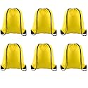 PLULON 6 Pcs Yellow Drawstring Bags - Drawstring Backpack - Gym, Sports, Travel - 34cm*40cm/13.4"*15.7