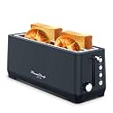 Plum chef 4-Slice Toaster, Extra Wide Long SIot Toaster, 6 Browning Settings, Bagel/Defrost/Reheat Functions, Removable Crumb Tray, Stainless Steel Housing 135oW (Black)