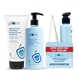 plum coconut milk amp peptides shampoo 250ml amp conditioner 175g combo for dry amp frizzy hair  22x softer hydrated amp smooth hair  sls amp paraben free ph balanced shampoo amp conditioner for women amp men