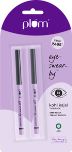plum eye-swear-by kohl kajal - deep black  smudge-proof  water-proof deep black 07 g