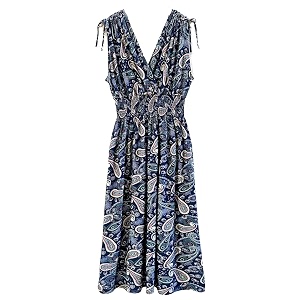 Plum Feathers Casual Smocked Dress Exotic Print