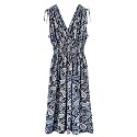Plum Feathers Casual Smocked Dress Exotic Print