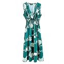 Plum Feathers Casual Smocked Dress Exotic Print