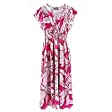 Plum Feathers Casual Smocked Dress Exotic Print
