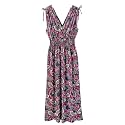 Plum Feathers Casual Smocked Dress Exotic Print