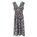 Plum Feathers Casual Smocked Dress Exotic Print