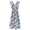 Plum Feathers Casual Smocked Dress Exotic Print