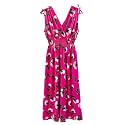 Plum Feathers Casual Smocked Dress Exotic Print