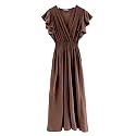 Plum Feathers Casual Smocked Dress Exotic Print