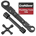 Plumbing Tools Angle Stop Wrench Kit, 3 PCS Plumbers Tool Set with Compression Sleeve Puller & 4-Way Sillcock Key, Ferrule Removal Tool for 3/8" & 1/2" Angle Stop Outlets