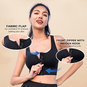 plumbury women39s seamless padded full coverage front zip cross back sports bra size s to xl