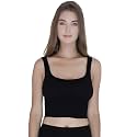 PLUMBURY Women's Nylon Lightly Padded Wire Free Sports Sports Bra (PADDED SPORTS BRA_Black_L)