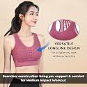 PLUMBURY Women's Padded Mesh Racerback Sports Bra for Workout/Yoga, Size M to 2XL