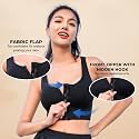 PLUMBURY Women's Seamless Padded Full Coverage Front Zip Cross Back Sports Bra, Size S to XL