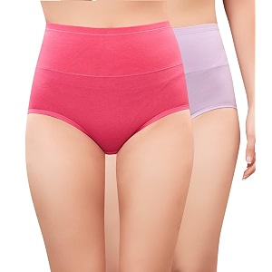 PLUMBURY Women High Waist Cotton Underwear Full