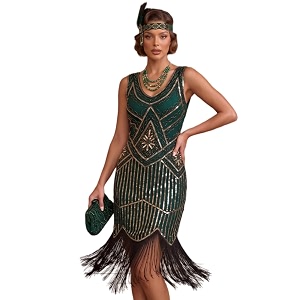 Plus Size 1920s Vintage Fringed Gatsby Sequin