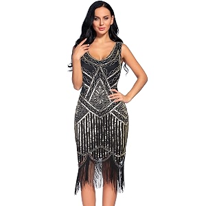 Plus Size 1920s Vintage Fringed Gatsby Sequin
