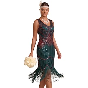 Plus Size 1920s Vintage Fringed Gatsby Sequin
