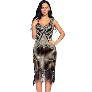 Plus Size 1920s Vintage Fringed Gatsby Sequin