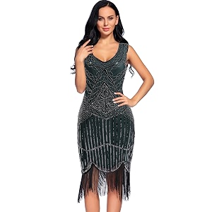 Plus Size 1920s Vintage Fringed Gatsby Sequin