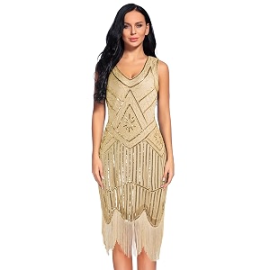 Plus Size 1920s Vintage Fringed Gatsby Sequin
