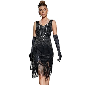 Plus Size 1920s Vintage Fringed Gatsby Sequin